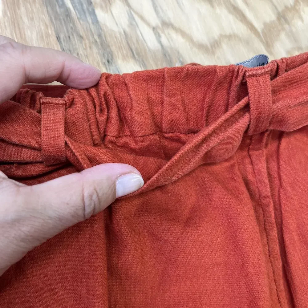 Banana Republic Rowan Wide Leg Crop Pants Linen Blend Womens 2 Boho Preppy
